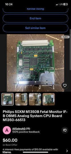 Philips 50XM M1350B Fetal Monitor IF-B OBMS Analog System CPU Board M1(contact info removed)3
