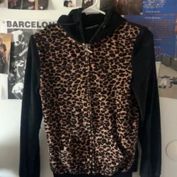 Cheetah print hoodie Y2K