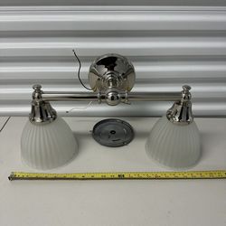 Double Vanity Light Fixture - Chrome Finish with Frosted Glass Shades