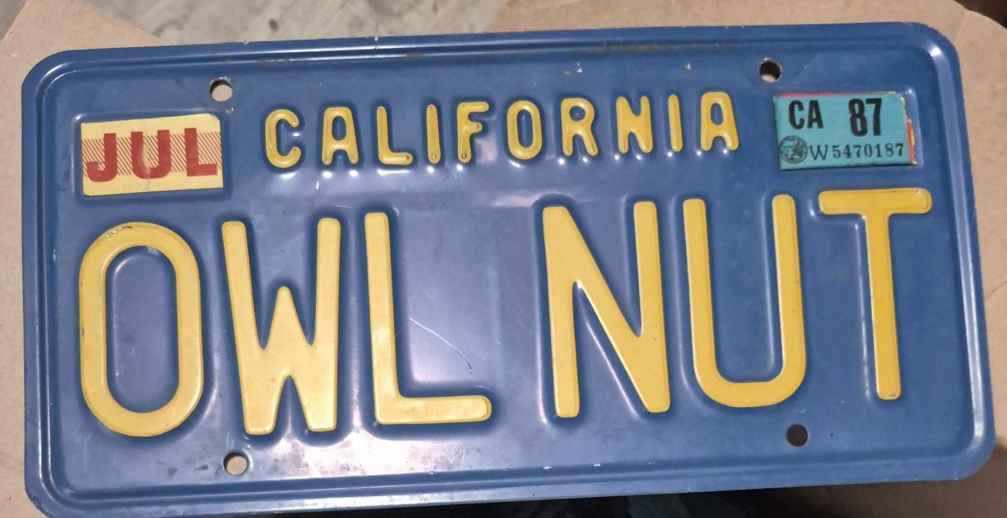 1987 vintage California License Plate