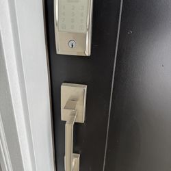 Schlage Smart deadbolt Brushed nickel complete door handle Package set. Brand new.