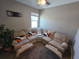Beige Microfiber Sectional Recliner Sofa