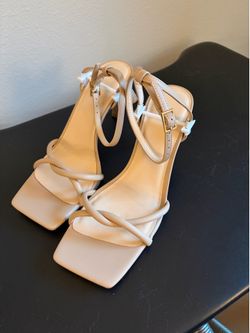 Beige strap heels 8