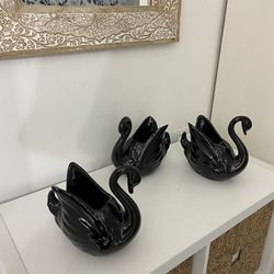 Black Swans Vases Set Of 3 