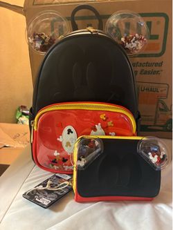 Loungefly Glitter Mickey Backpack and Wallet