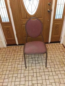 Accent chair maroon cloth cushion seat with metal frame