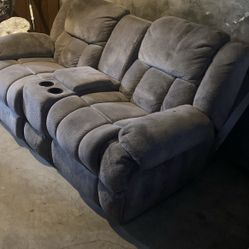 Loveseat Sofa Recliner W/ Coffee Table And End Tables 