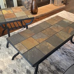 Indoor/Outdoor Stone Coffee Table Side Table Set