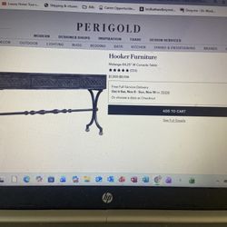 Hooker Melange 3-Drawer Ravenna Console Table In Weathered Gray w/Metal Base