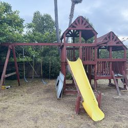 Wooden Outdoor Playset with Slide & Swings