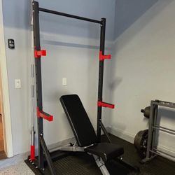 Squat Rack , Adjustable Bench , Weight Bench , Olympic Barbell , Rubber Weights Gym Equipment 