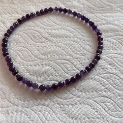 Amethyst Necklace 19” Stretchable All Handmade In The USA.