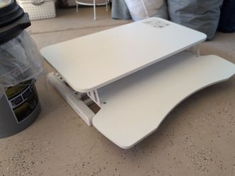 White Adjustable Standing Desk Monitor Riser Gas Spring Tabletop Sit to Stand Workstation