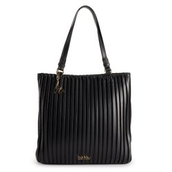 NWT Nicole Miller Pleated Tote Bag Black