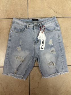 Purple Denim Shorts