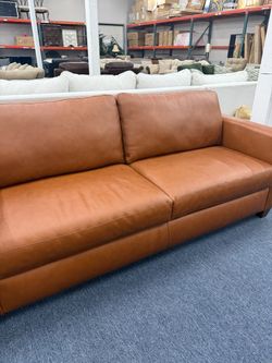 Cognac Leather Two-Cushion Sofa