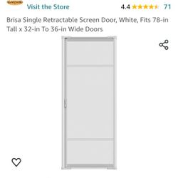 Brisa Single Retractable Screen Door, White, Fits 78-in Tall x 32-in To 36-in Wide Doors

