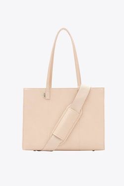 NEW Béis "The Work Tote" in Beige Vegan Leather, NWT