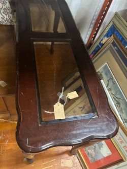 CONSOLE TABLE WITH GLASS TOP!