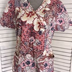 Floral Scrub Top, Medium 