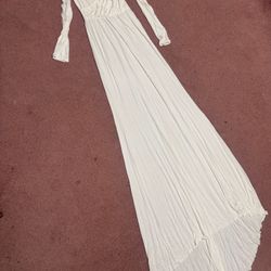 New large cream white long stretchy maternity dress photo gown train