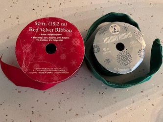 2 spools of Holiday Velvet Red/Green Ribbon