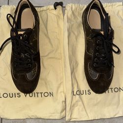 Louis Vuitton Brown Suede And Monogram Canvas Energie Low Top Sneakers Size 38.5