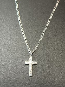 Silver Cross And Chain Necklace