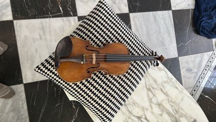 Antique Wooden Violin with Bow and Case
