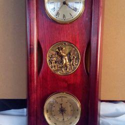 Vintage Rosewood Clock W/Temp & Golf Medallion
