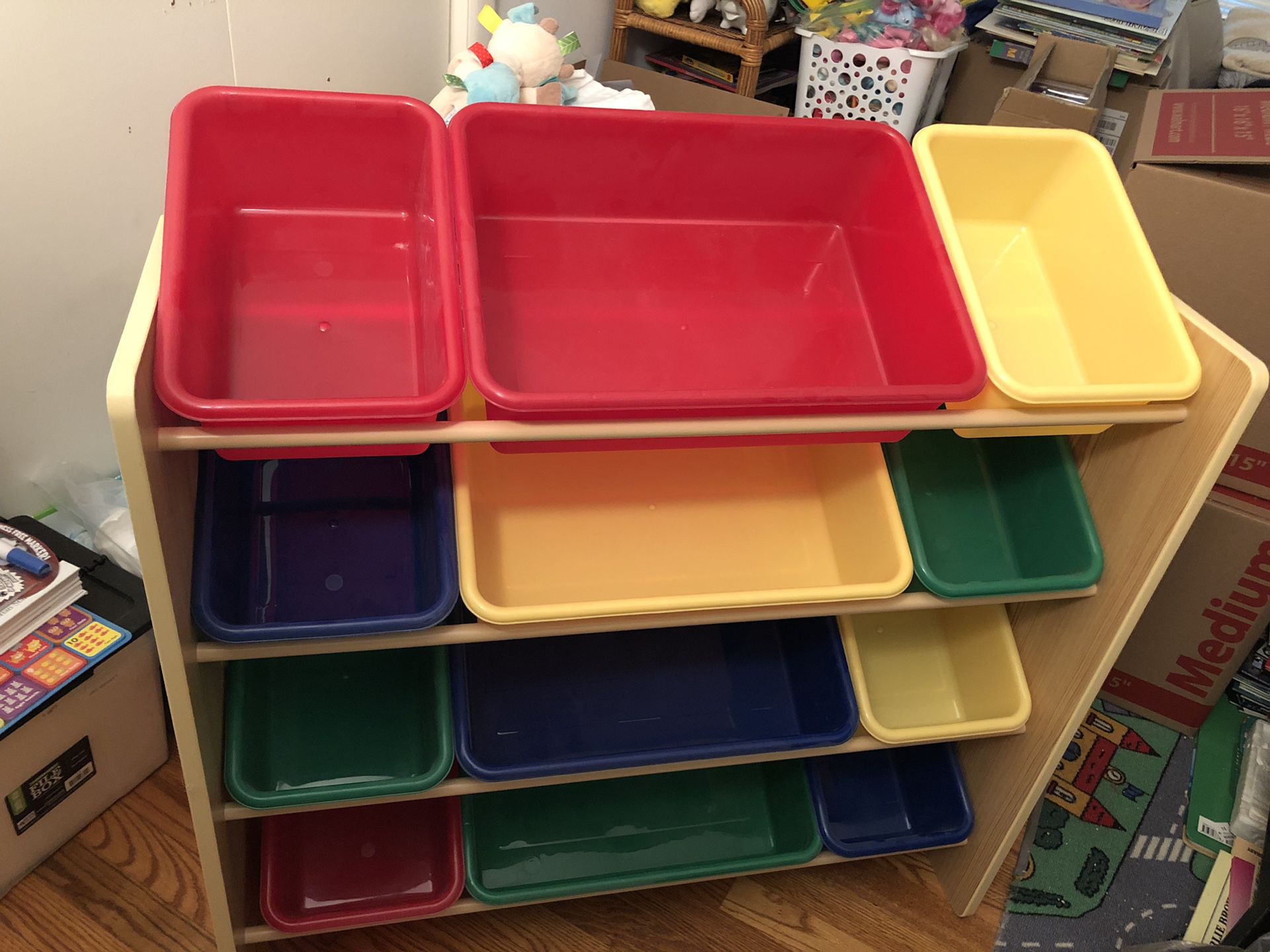 Large toy organizer with bins