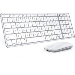 seenda Bluetooth Keyboard and Mouse White Silver