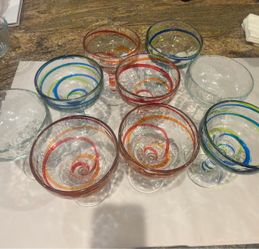 Hand-Blown Glass Margarita Glasses Set