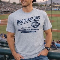 Rancho Cucamonga Quakes XL Gray MiLB  Baseball Tee Graphic DodgersVintage Styl