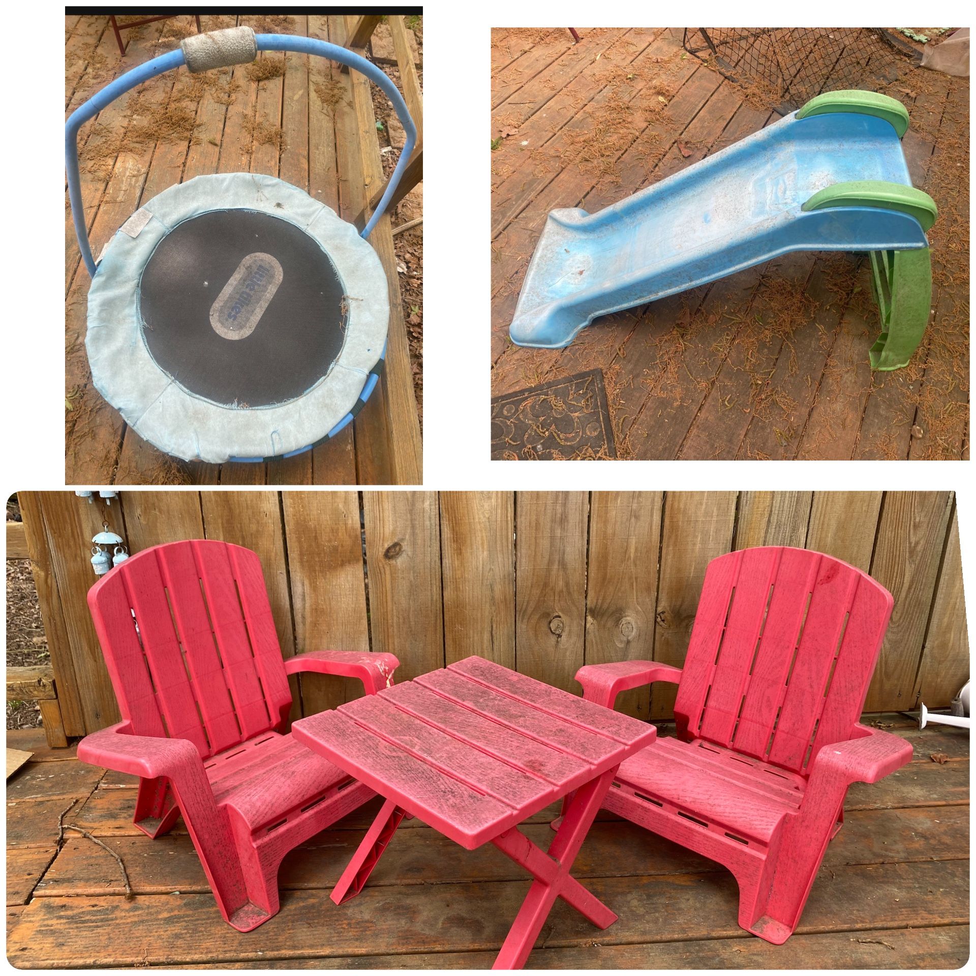 Little tikies 2 chair, table. Trampoline &slide