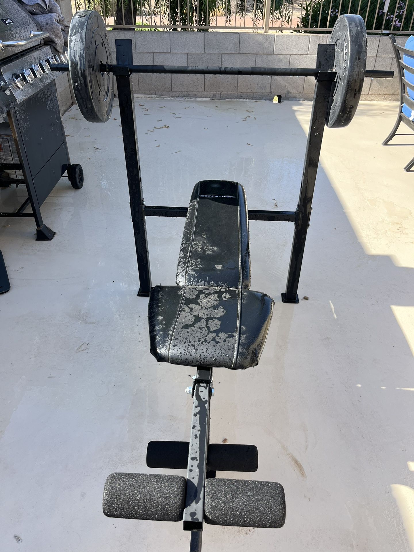 Workout bench and weights