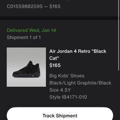 Jordan 4 Black Cat Size 18.  Size 415