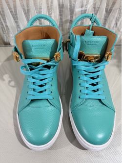 Buscemi Luxury Turquoise High-Top Sneakers – Premium Italian Leather