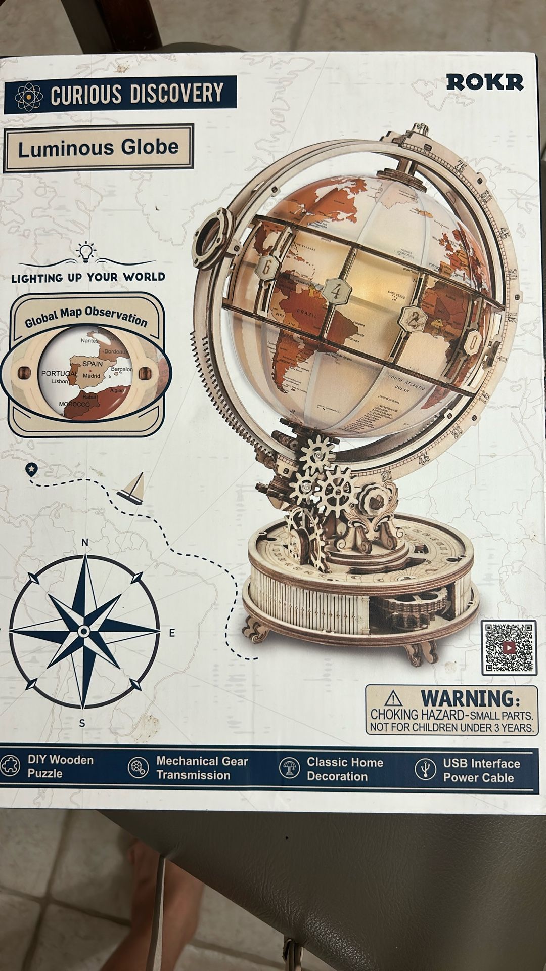 DIY Wooden Puzzle Luminous Globe