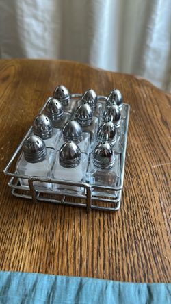 Mini Salt and Pepper Shaker Set with Rack