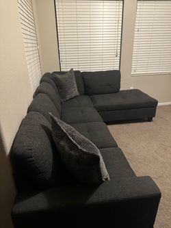 Dark Gray Sectional Sofa with Chaise