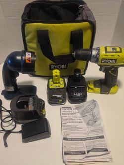Ryobi ONE+ 18V Drill & Work Light Kit w/ Battery, Charger & Tool Bag