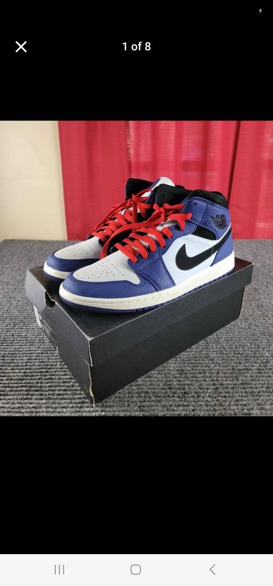 NIKE AIR JORDAN 1 MID SE DEEP ROYAL BLUE-BLACK SZ 11.5 [852542-400] mens