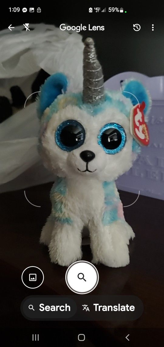 Ty Beanie Unicorn Boos Helena Husky Dog Stuffed Animal Plush 6"