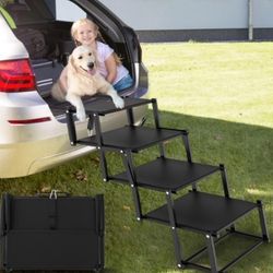 Extra Wide Dog Stairs for Large Dogs, Foldable Dog Ramp for Car with Non-Slip Surface