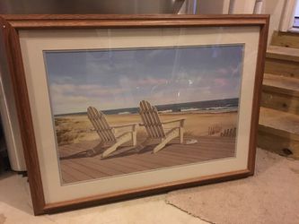 Beach Adirondack chairs framed picture "Point East"