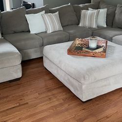 Fabric Sectional Sofa – Taupe/Beige (6-Seater + Ottoman + Lounge Chair)