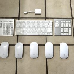 FIRM PRICE - (5) Apple Magic Mouse 2, Magic Keyboard 2nd Generation, (2) Belkin Numeric Keypads, Apple VGA to Thunderbolt Adapter