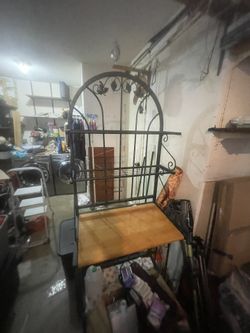 Metal And Wood Bakers Rack With Wine Storage