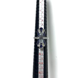 Vintage Style Blue Zirconia Statement Ring